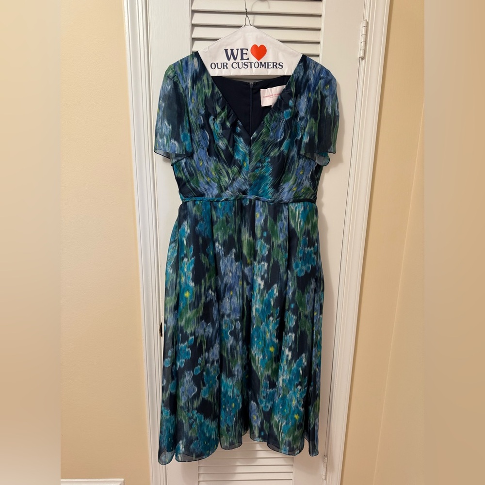 Carolina Herrera Floral Silk V-Neck Midi Dress